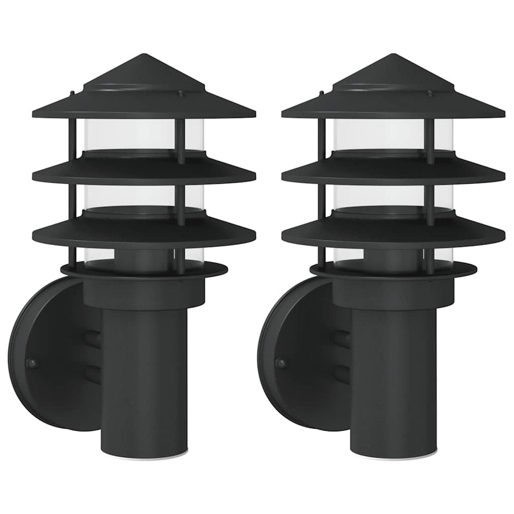 vidaXL Outdoor Wall Lights 2 pcs. Black Stainless Steel