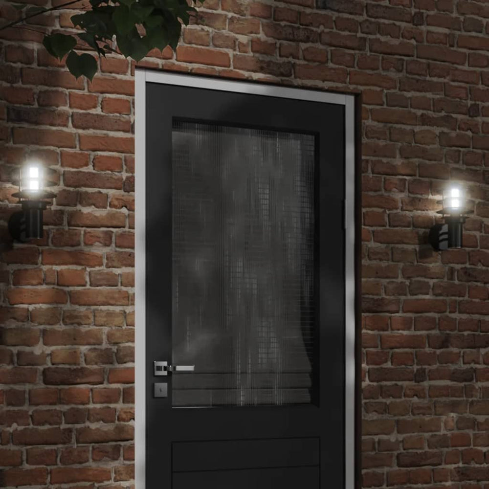 vidaXL Outdoor Wall Lights 2 pcs. Black Stainless Steel