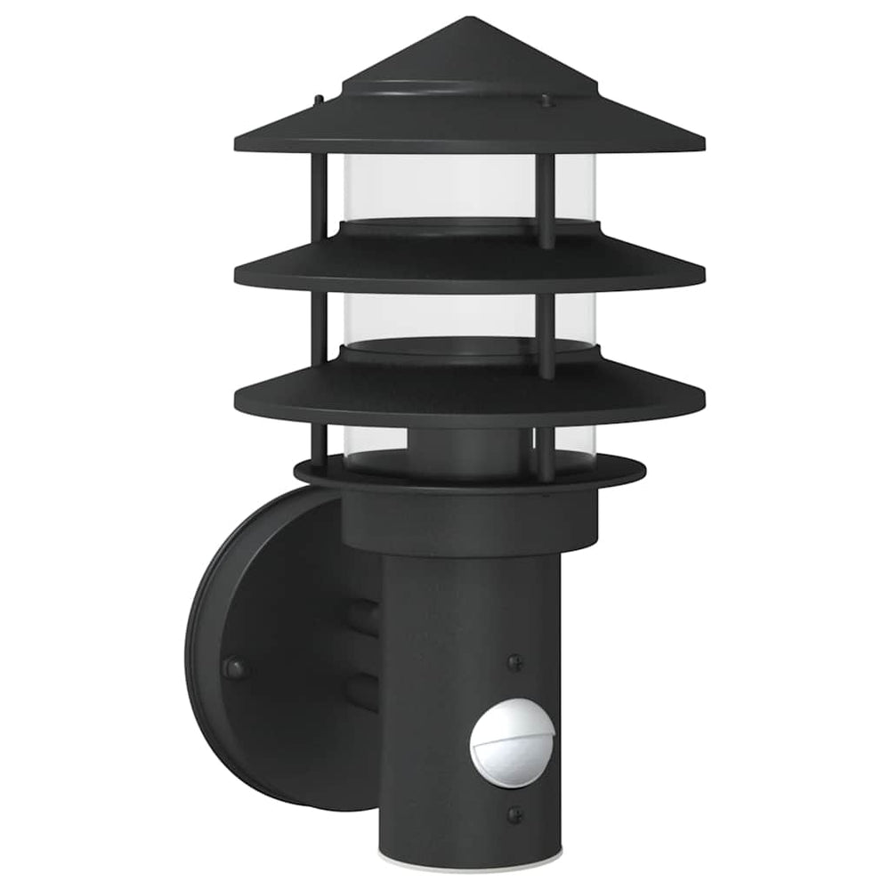 vidaXL Outdoor Wall Light with Motion Sensor Black Stainless Steel