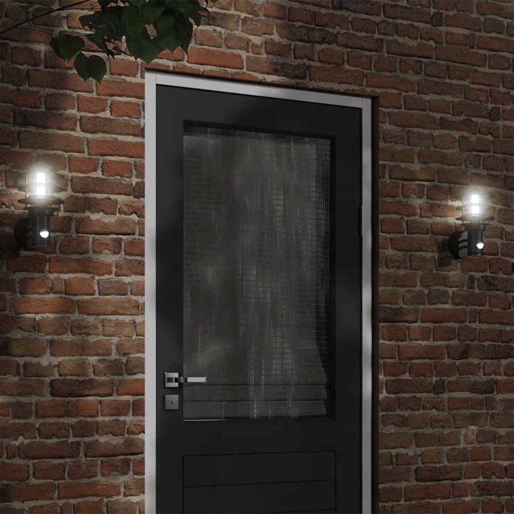 vidaXL Outdoor Wall Lights with Motion Sensor 2 pcs. Black Stainless Steel