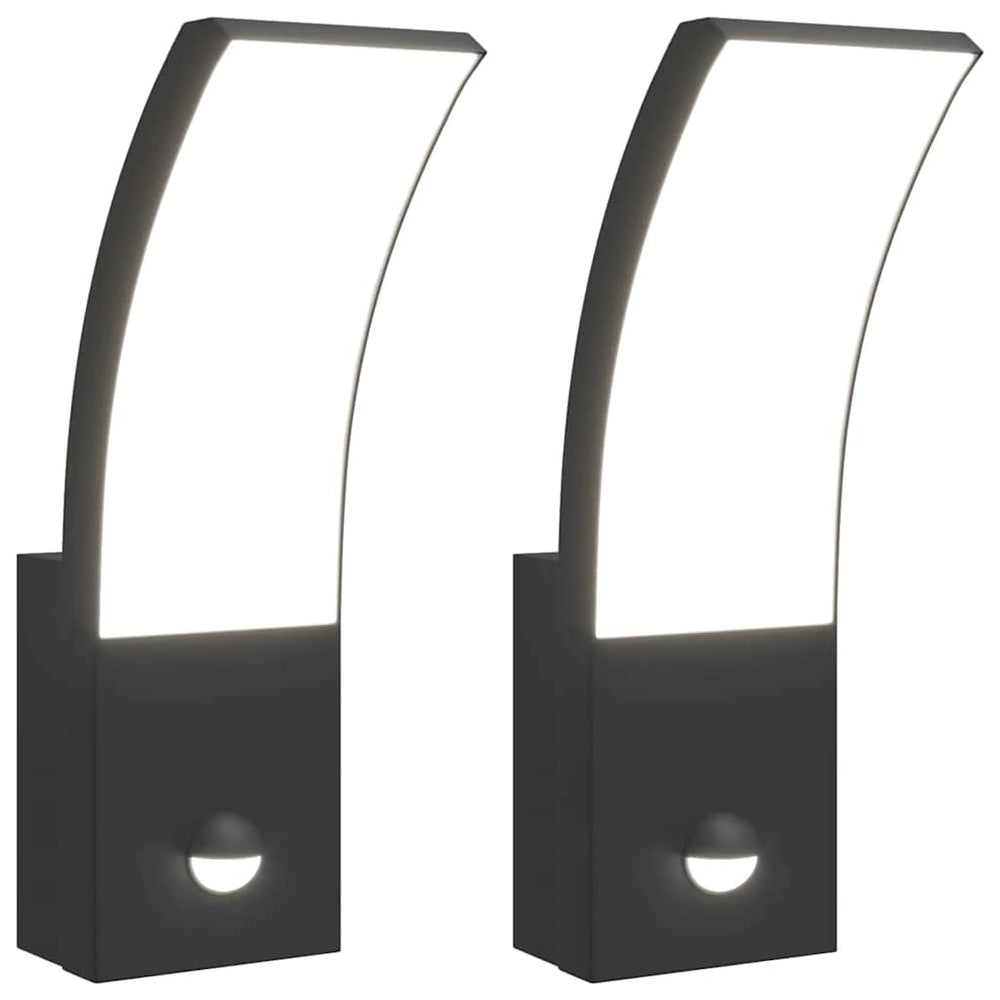 vidaXL LED Outdoor Wall Lights with Sensor 2 pcs Black Die-Cast Aluminium