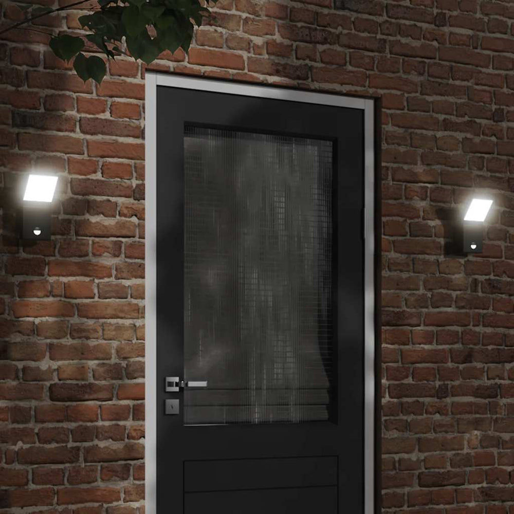 vidaXL Outdoor LED Wall Light with Sensor Black Die-Cast Aluminum