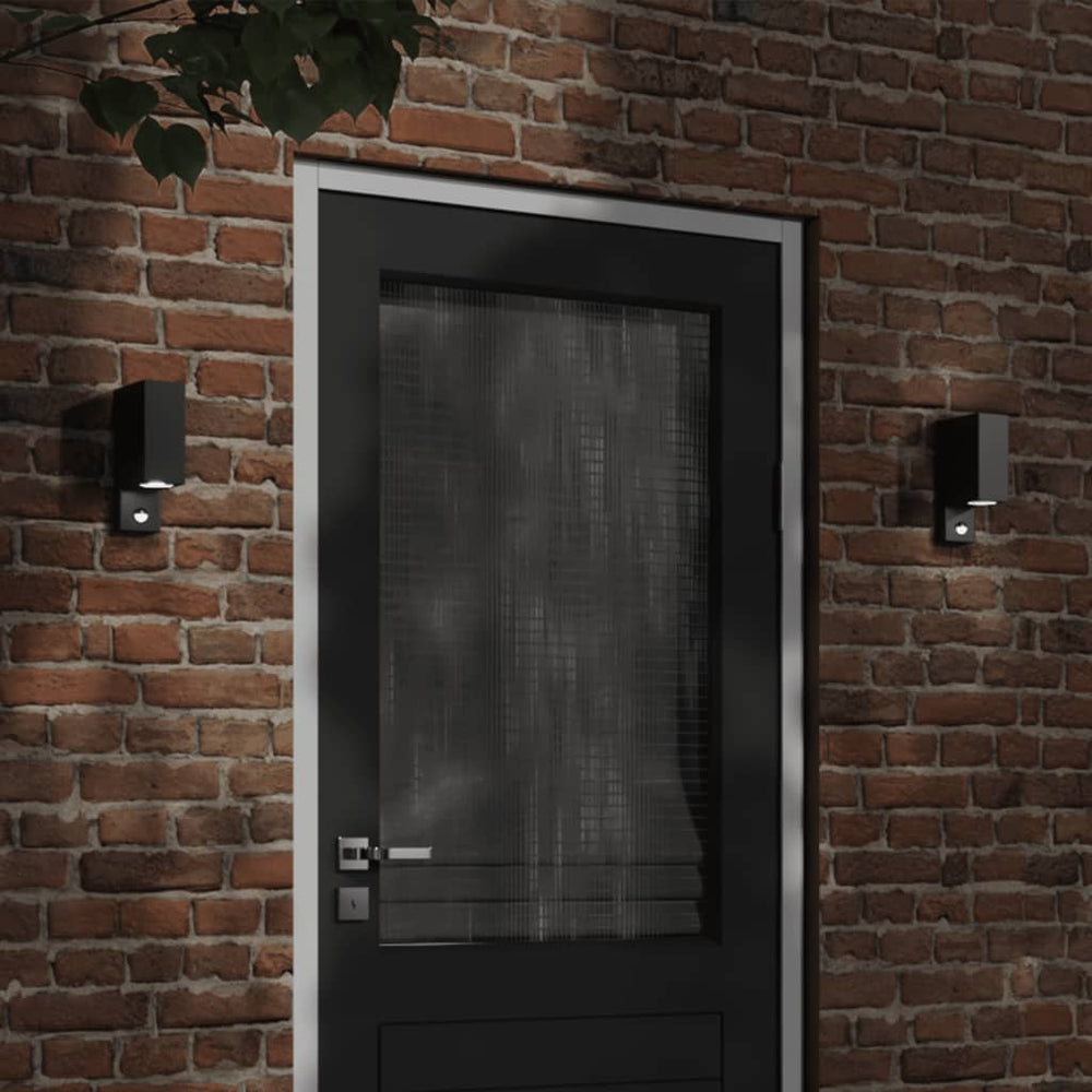 vidaXL Outdoor Wall Light with Sensor Black Die-Cast Aluminum