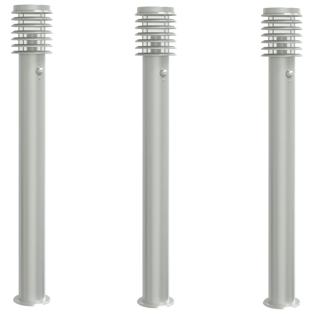 vidaXL Path Lights with Motion Sensor 3 pcs. Silver 110cm Stainless Steel