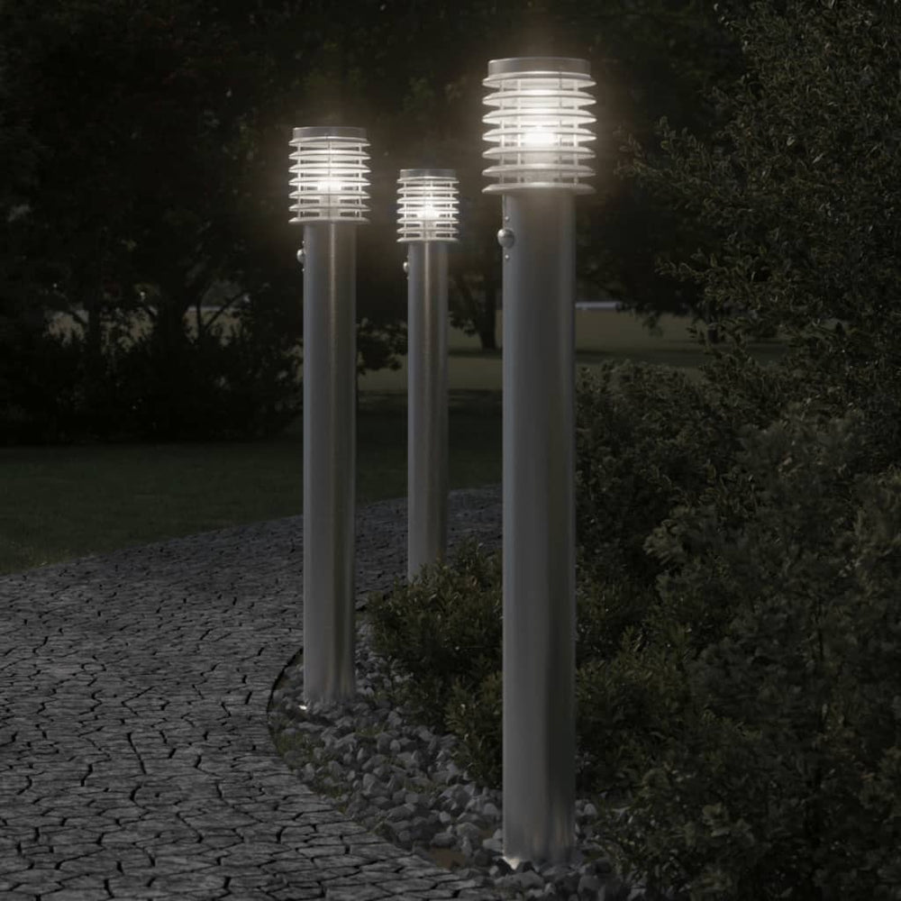 vidaXL Path Lights with Motion Sensor 3 pcs. Silver 110cm Stainless Steel