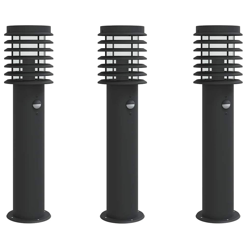 vidaXL Path Lights with Motion Sensor 3 pcs. Black 60 cm Stainless Steel