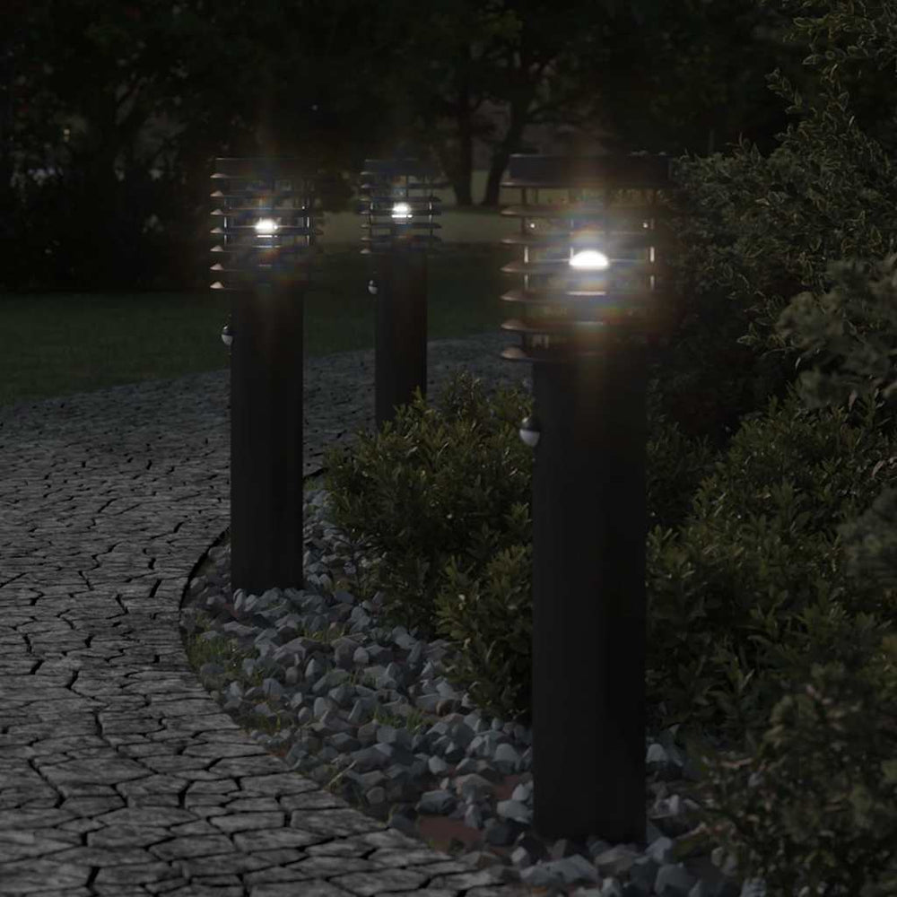 vidaXL Path Lights with Motion Sensor 3 pcs. Black 60 cm Stainless Steel