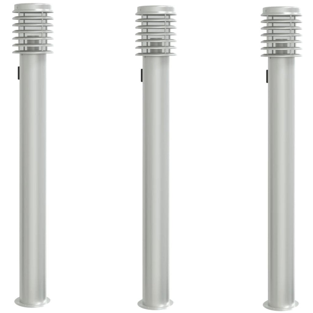 vidaXL Path Lights with Socket 3 pcs. Silver 110 cm Stainless Steel