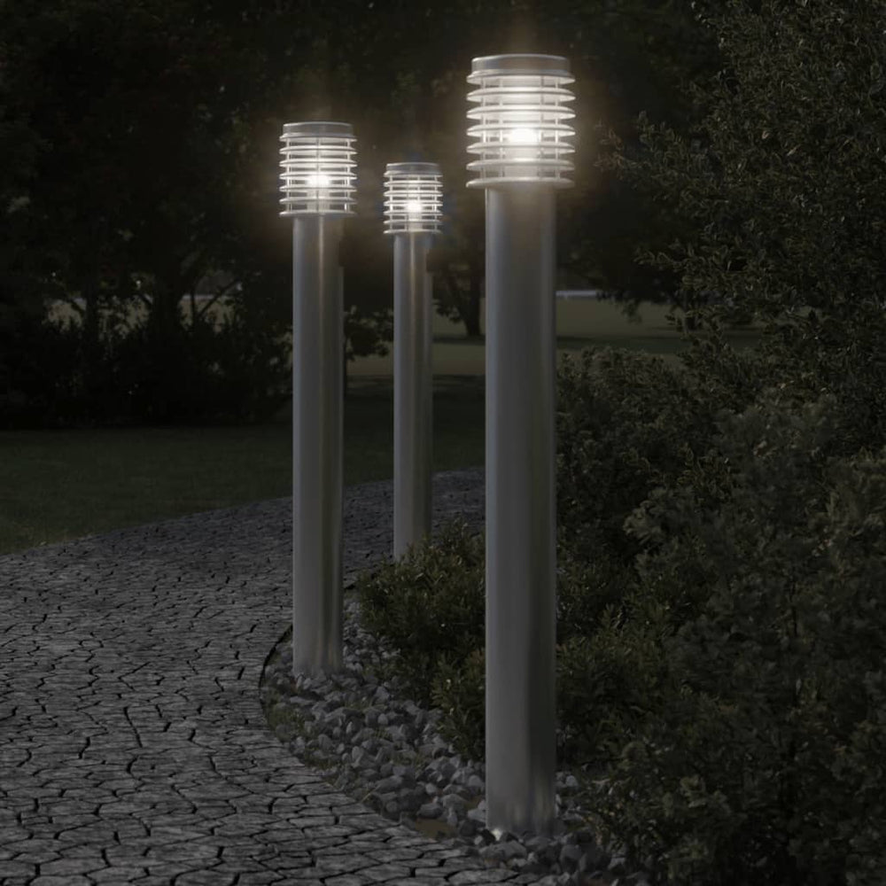 vidaXL Path Lights with Socket 3 pcs. Silver 110 cm Stainless Steel