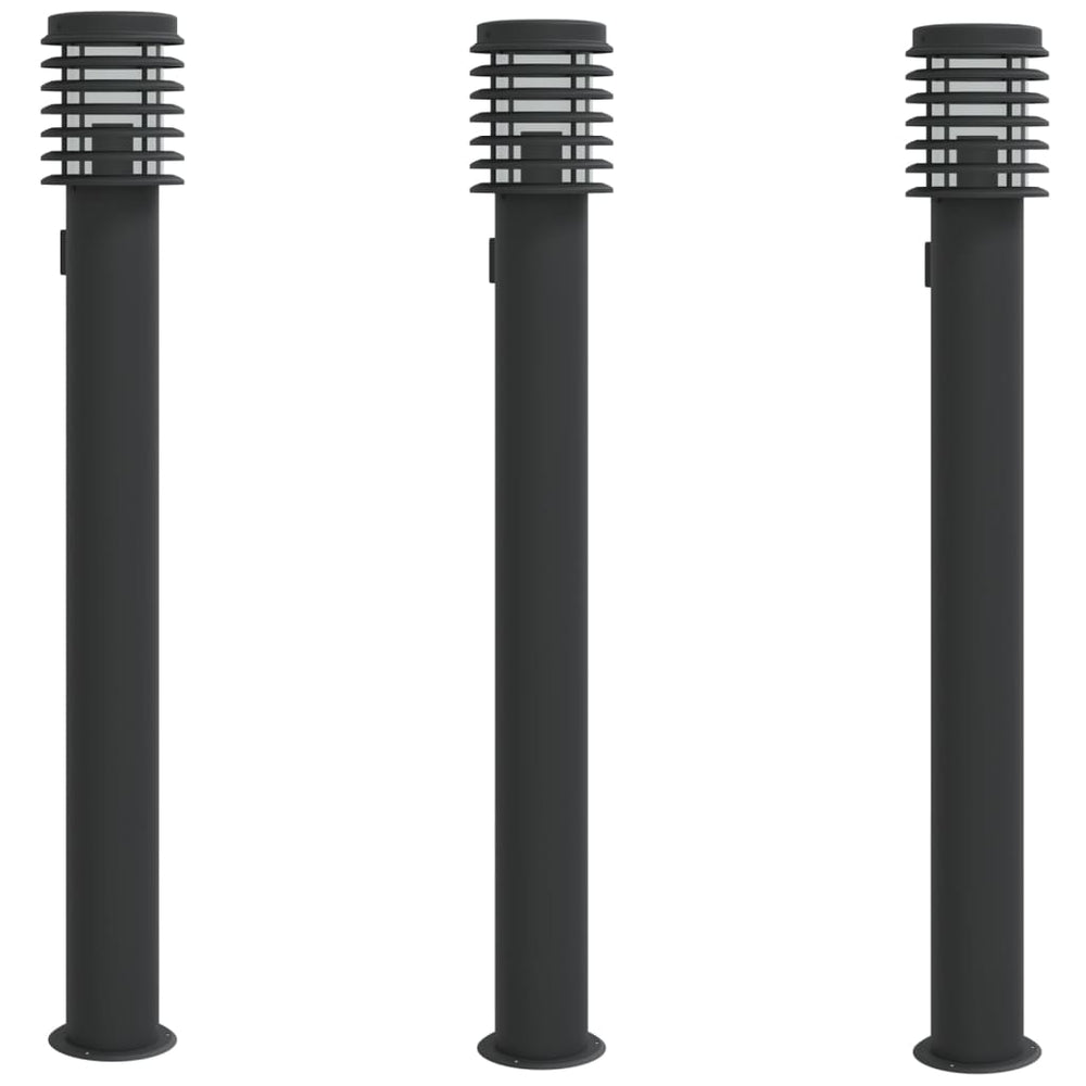 vidaXL Path Lights with Socket 3 pcs. Black 110 cm Stainless Steel