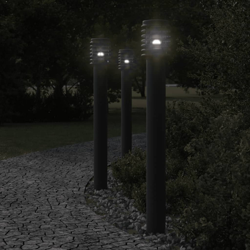 vidaXL Path Lights with Socket 3 pcs. Black 110 cm Stainless Steel