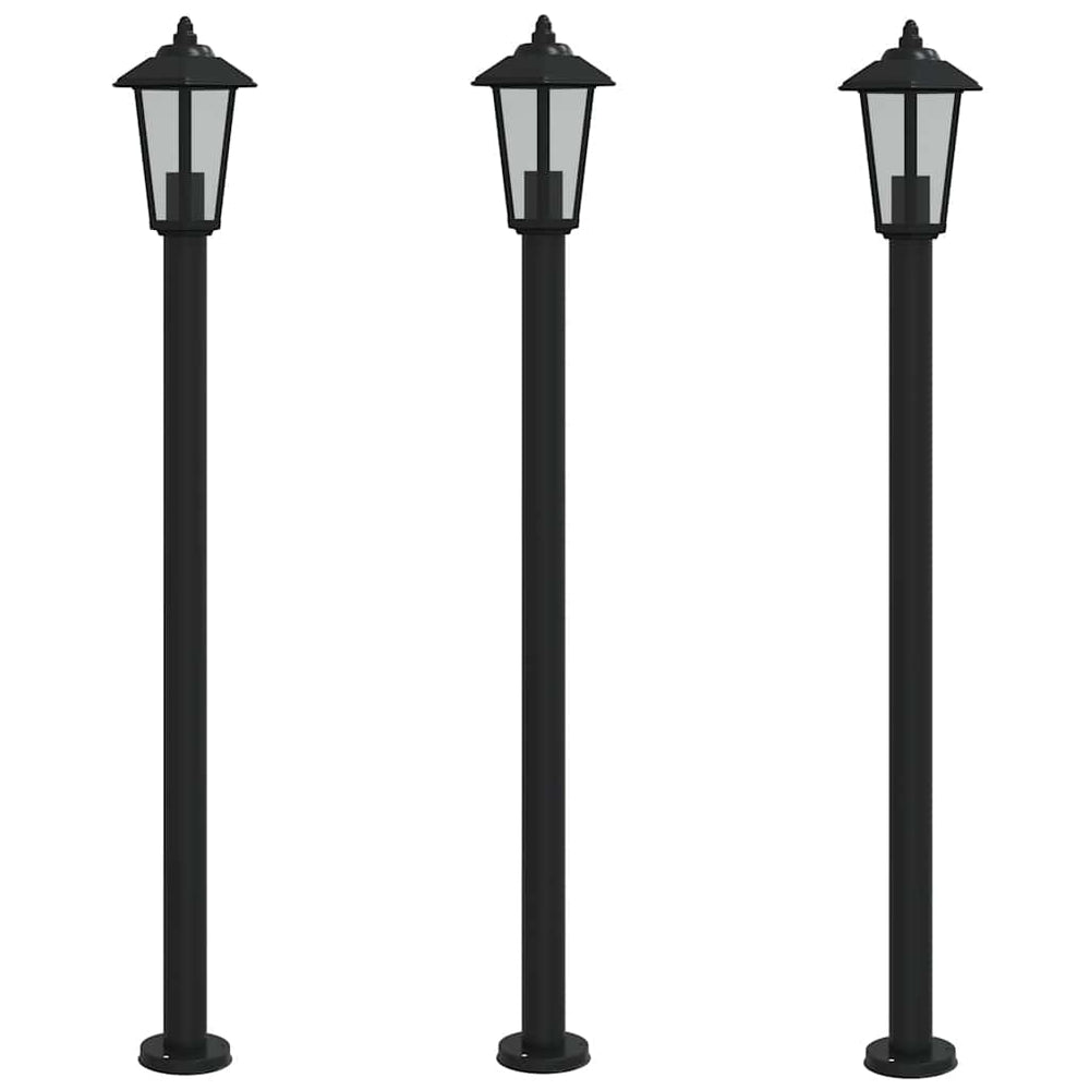 vidaXL Path Lights 3 pcs Black 120 cm Stainless Steel