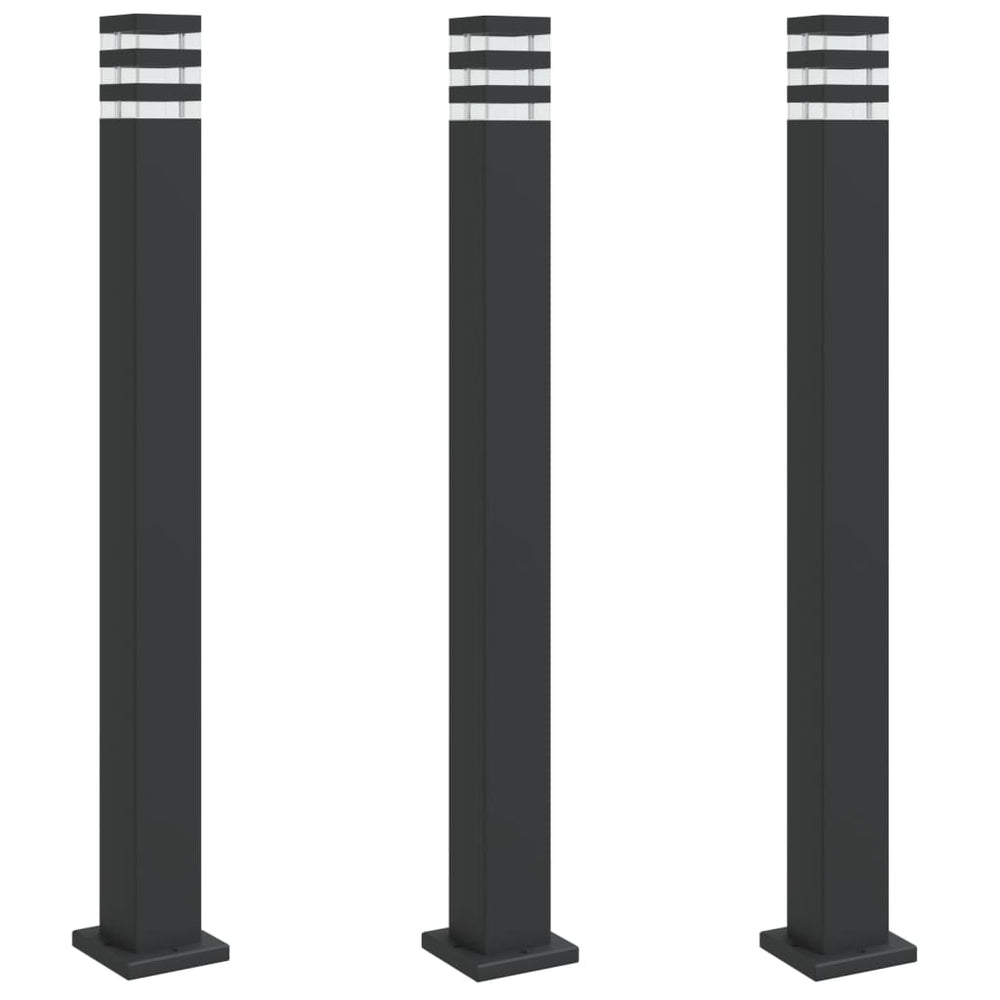 vidaXL Path Lights 3 pcs Black 110 cm Aluminum
