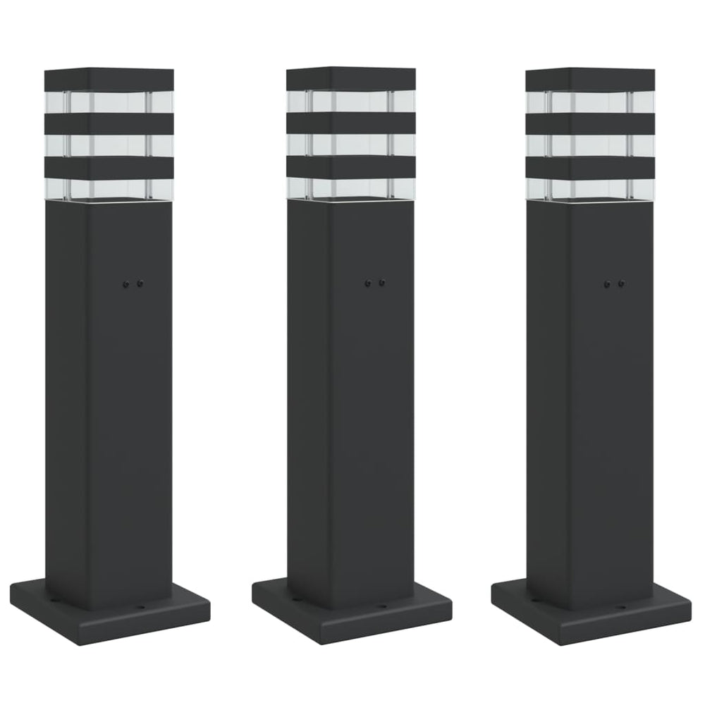 vidaXL Path Lights with Socket 3 pcs. Black 50 cm Aluminum