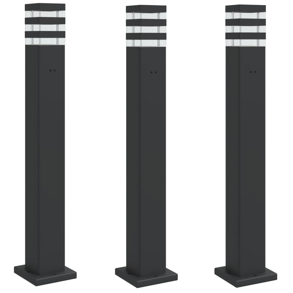 vidaXL Pathway Lights with Socket 3 pcs. Black 80 cm Aluminum