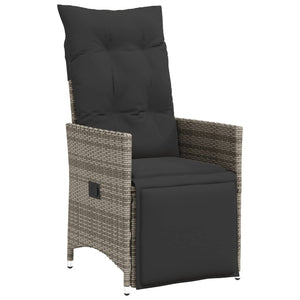 vidaXL 7-Piece Garden Bistro Set with Cushions Grey Poly Rattan