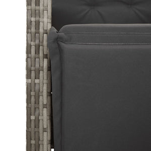 vidaXL 7-Piece Garden Bistro Set with Cushions Grey Poly Rattan