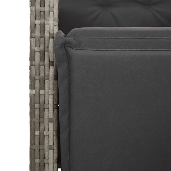 vidaXL 7-Piece Garden Bistro Set with Cushions Grey Poly Rattan