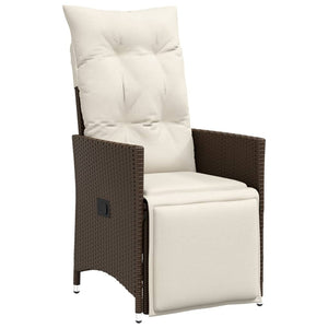 vidaXL 7-Piece Garden Bistro Set with Cushions Brown Poly Rattan