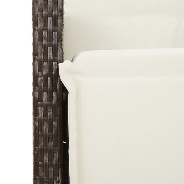 vidaXL 7-Piece Garden Bistro Set with Cushions Brown Poly Rattan