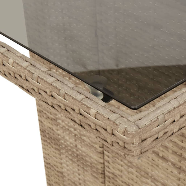 vidaXL 7-Piece Garden Bistro Set with Cushions Beige Poly Rattan