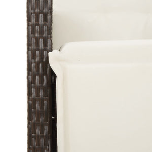 11-tlg. Garten Bistro Set Braun Poly Rattan mit Kissen