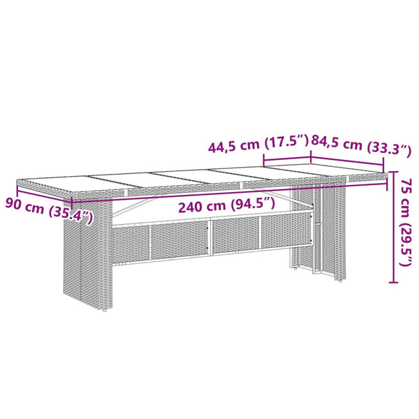 11-tlg. Garten Bistro Set Braun Poly Rattan mit Kissen