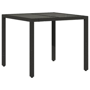 vidaXL 3-Piece Garden Dining Set with Cushions Black Poly Rattan Glass