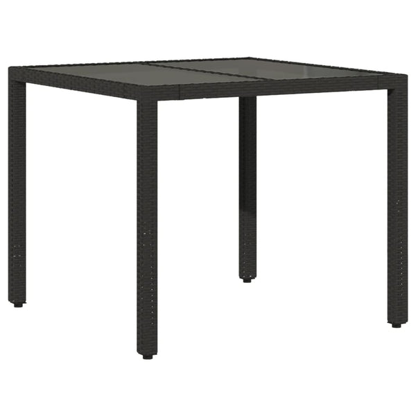 vidaXL 3-Piece Garden Dining Set with Cushions Black Poly Rattan Glass
