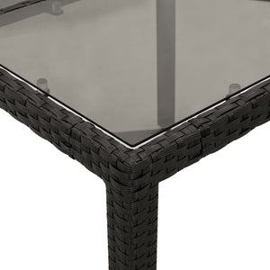 vidaXL 3-Piece Garden Dining Set with Cushions Black Poly Rattan Glass