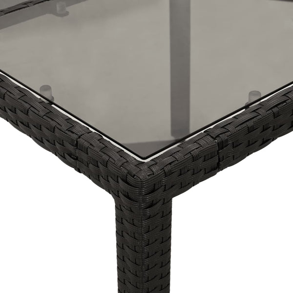 vidaXL 3-Piece Garden Dining Set with Cushions Black Poly Rattan Glass
