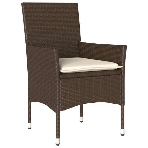 vidaXL 9-piece Garden Dining Set with Cushions Brown Poly Rattan Glass