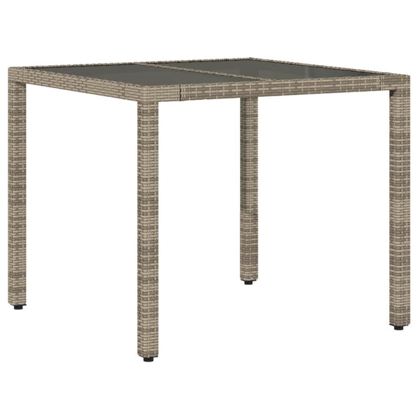 vidaXL 3-Piece Garden Dining Set with Cushions Grey Poly Rattan and Glass