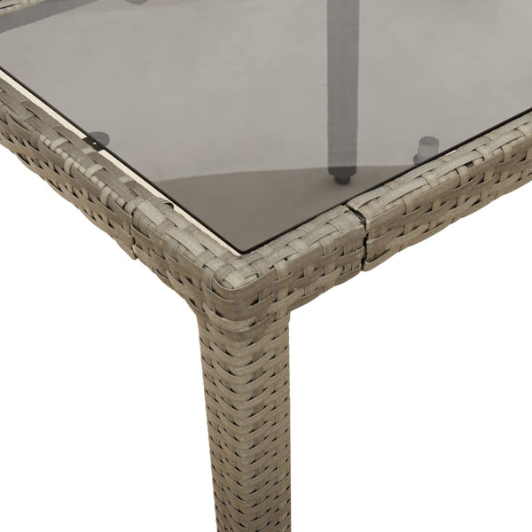 vidaXL 3-Piece Garden Dining Set with Cushions Grey Poly Rattan and Glass