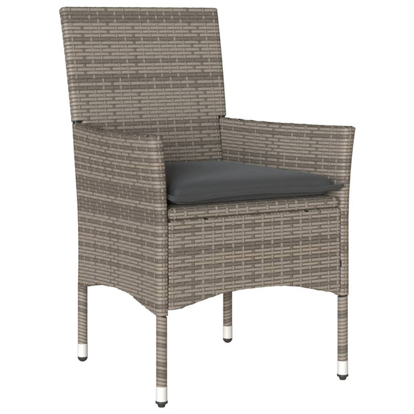vidaXL 9-piece Garden Dining Set with Cushions Grey Poly Rattan and Glass
