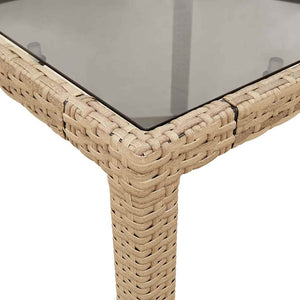 vidaXL 9-piece Garden Dining Set with Cushions Beige Poly Rattan Glass