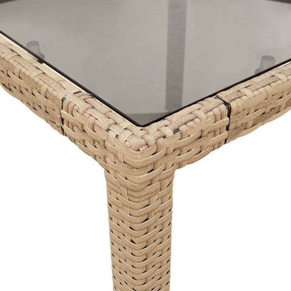 vidaXL 9-piece Garden Dining Set with Cushions Beige Poly Rattan Glass