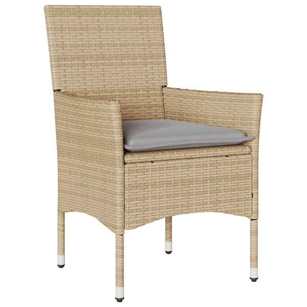 vidaXL 11-piece Garden Dining Set with Cushions Beige Poly Rattan and Glass