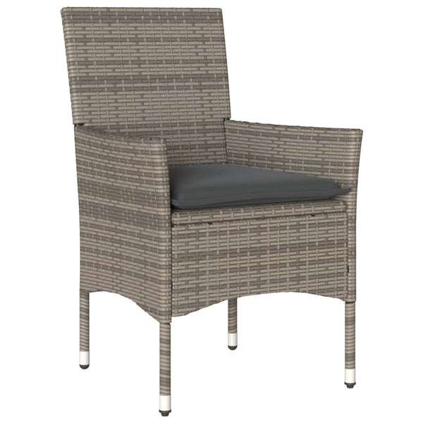 vidaXL 5-Piece Garden Dining Set with Cushions Grey Poly Rattan and Glass