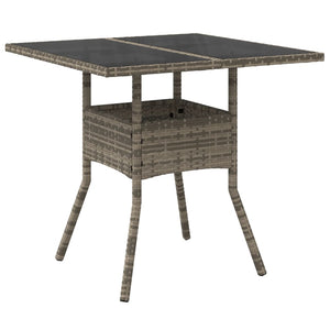 vidaXL 5-Piece Garden Dining Set with Cushions Grey Poly Rattan and Glass