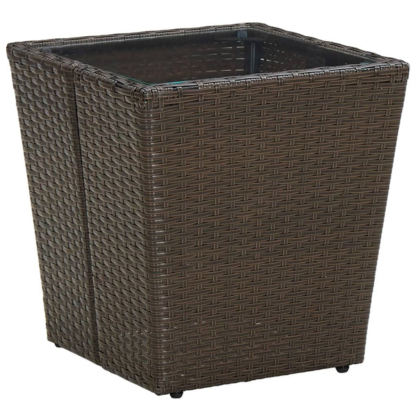 vidaXL 3-Piece Bistro Set with Cushions Brown Poly Rattan and Glass