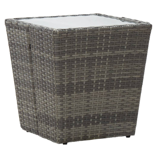 vidaXL 3-Piece Bistro Set with Cushions Grey Poly Rattan and Glass