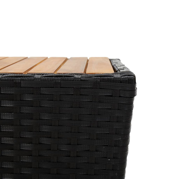 vidaXL 3-Piece Bistro Set with Cushions Black Poly Rattan and Glass