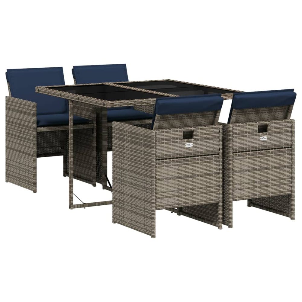 5-teiliges Garten Essgruppe Grau Polyrattan