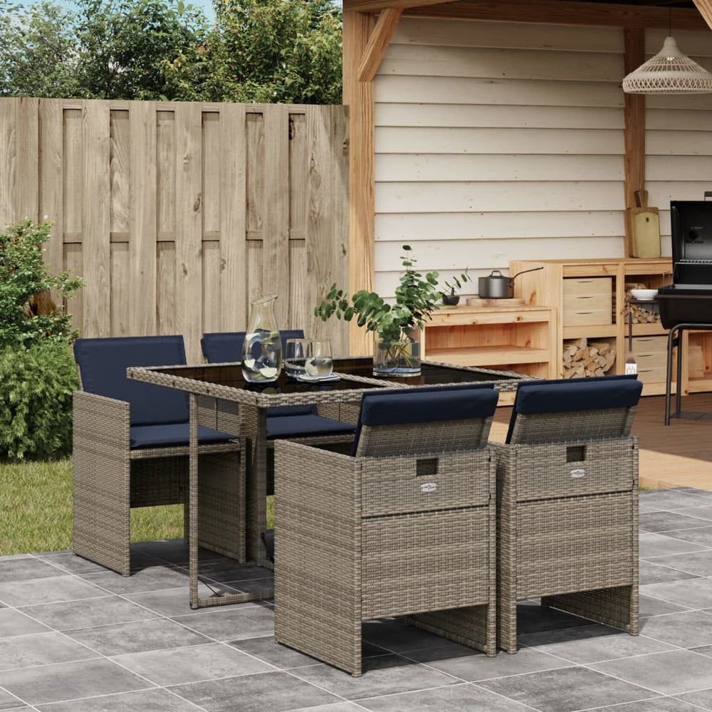 5-teiliges Garten Essgruppe Grau Polyrattan