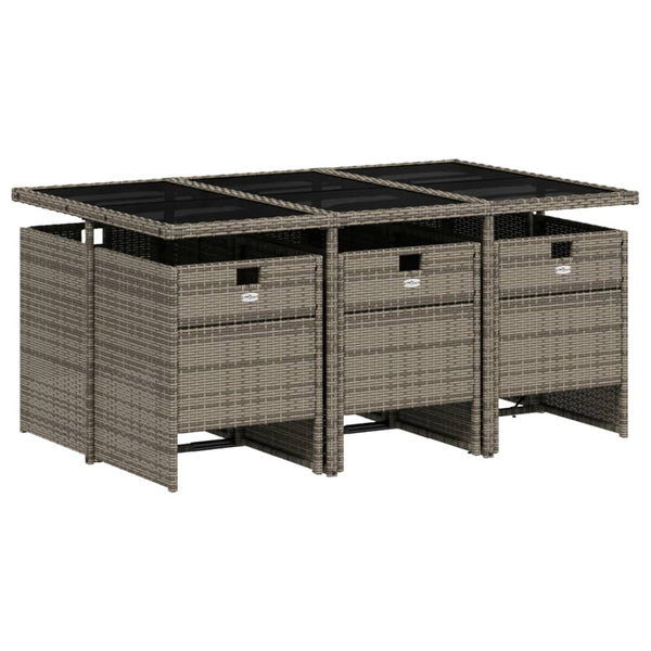 7-teiliges Garten Ess-Set Grau Polyrattan