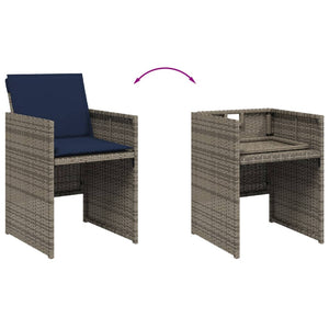 7-teiliges Garten Ess-Set Grau Polyrattan