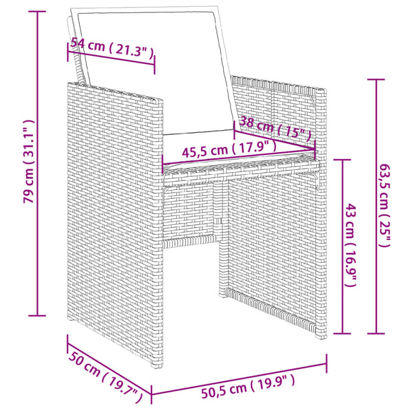 7-teiliges Garten Ess-Set Grau Polyrattan