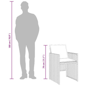 7-teiliges Garten Ess-Set Grau Polyrattan