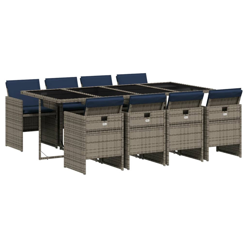 9-teiliges Garten Ess Set Grau Polyrattan